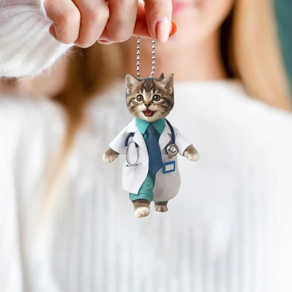 زينة جمجمة معلقة زينة كلب خفيفة الوزن زينة أكريليك معلقة فريدة لشجرة عيد الميلاد مرآة السيارة الخلفية - 2