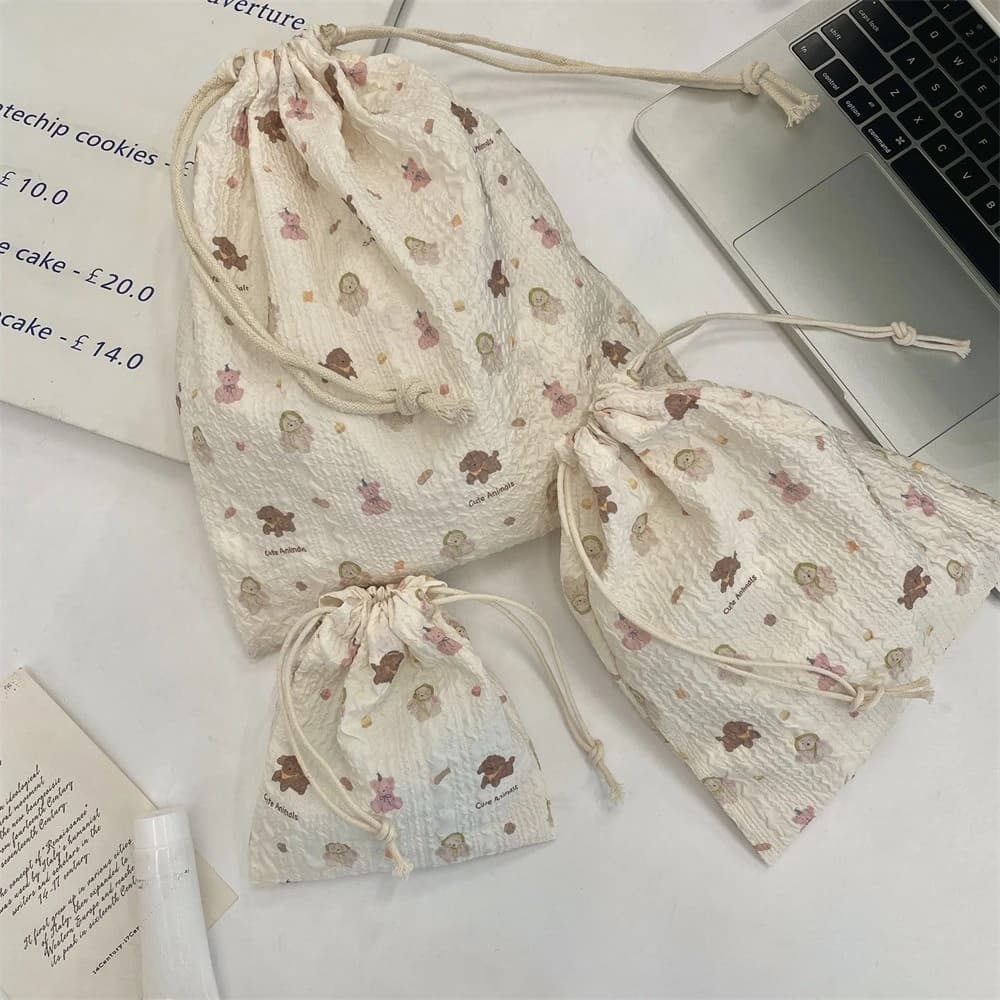 Cute Cartoon Women Makeup Bag Pouch Kawaii Portable Toiletries Cosmetics Storage Organizer Travel Cosmetic Bag Drawstring Case - 3