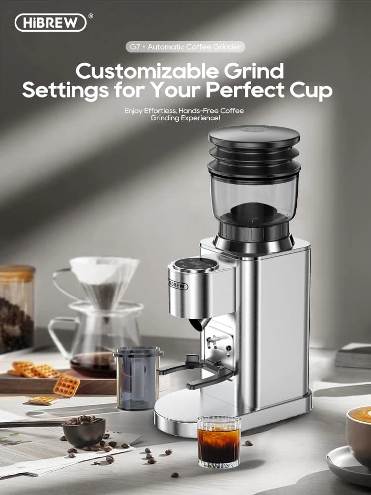 مطحنة قهوة أوتوماتيكية من HiBREW، كهربائية، 48 ترس، للإسبريسو والقهوة الأمريكية، صب فوق، تخزين مرئي للحبوب، G7 - 2