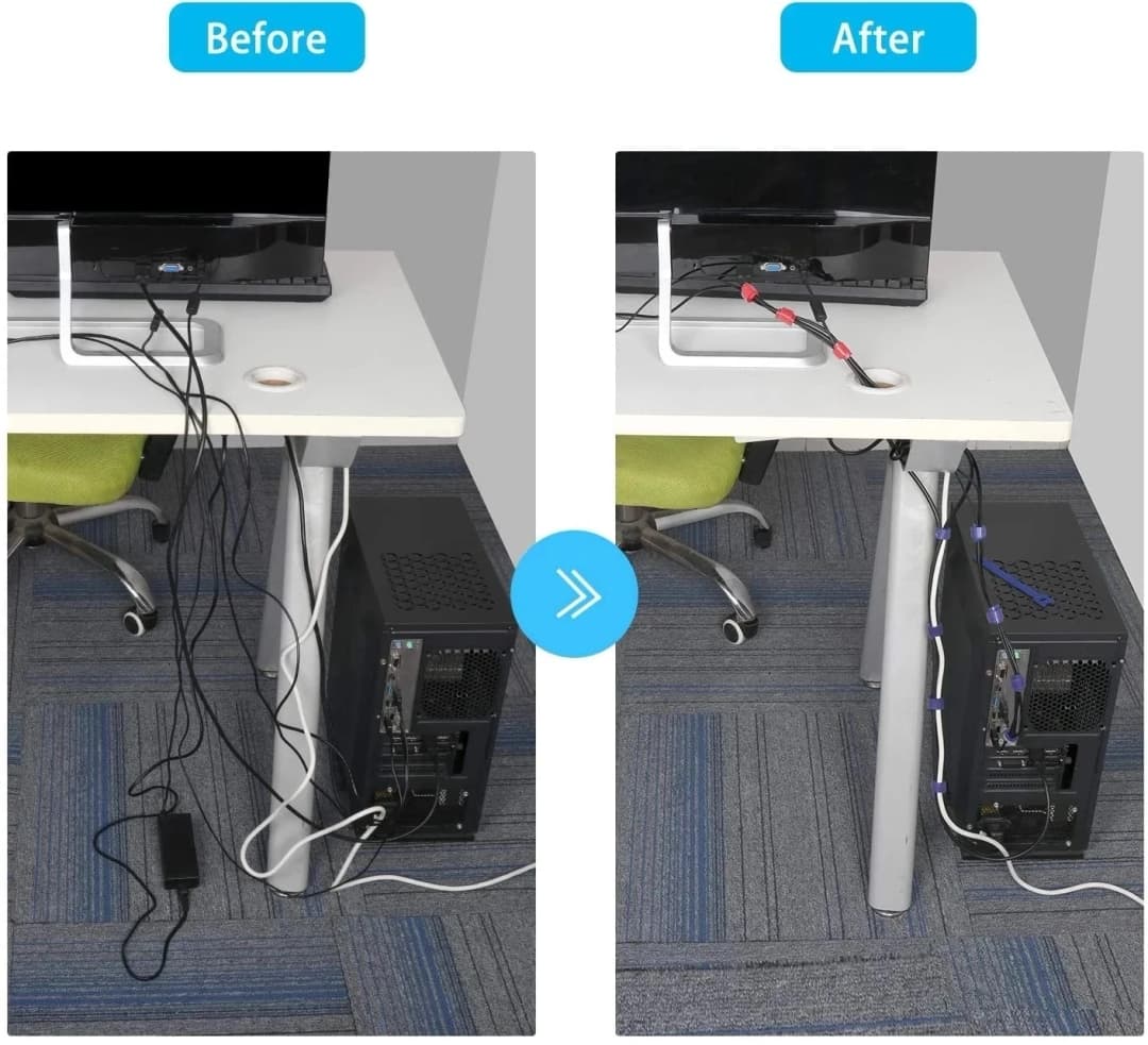 منظم كابلات 50/30/10 قطع، حامل إدارة الأسلاك، مشبك حماية قابل لإعادة الاستخدام، حزام نايلون، حلقة سماعات الأذن والفأرة - 2