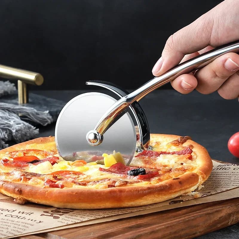 Pizza Cutter Stainless Steel Single Wheel Cake Bread Pies Round Knife Zinc Alloy Handle Kitchen Baking Tools Pizza Slicer - 4