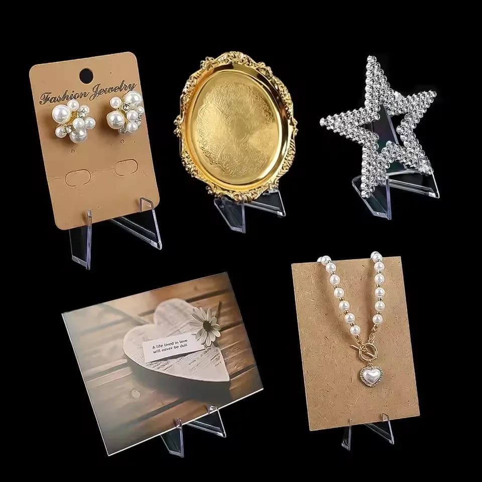 حامل عرض بطاقات مثلث 30-1 قطعة حامل صور مصغر أكريليك حامل صور للأيقونات لأرفف عرض بطاقات التداول الرياضية والعملات - 5