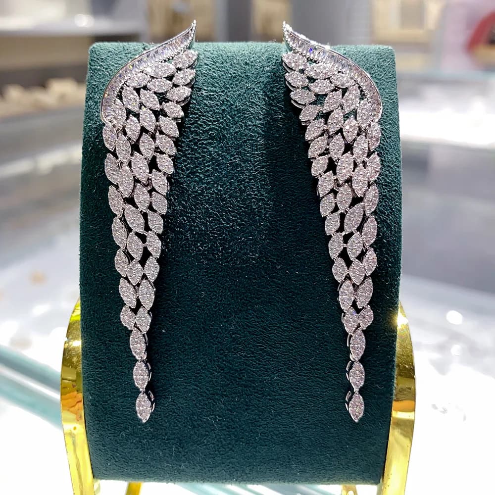 أقراط على شكل فيونكة فاخرة وعصرية من جودكي 2025 للنساء، أقراط مرصعة بالزركونيوم المكعب بالكامل، مجوهرات عصرية - 5