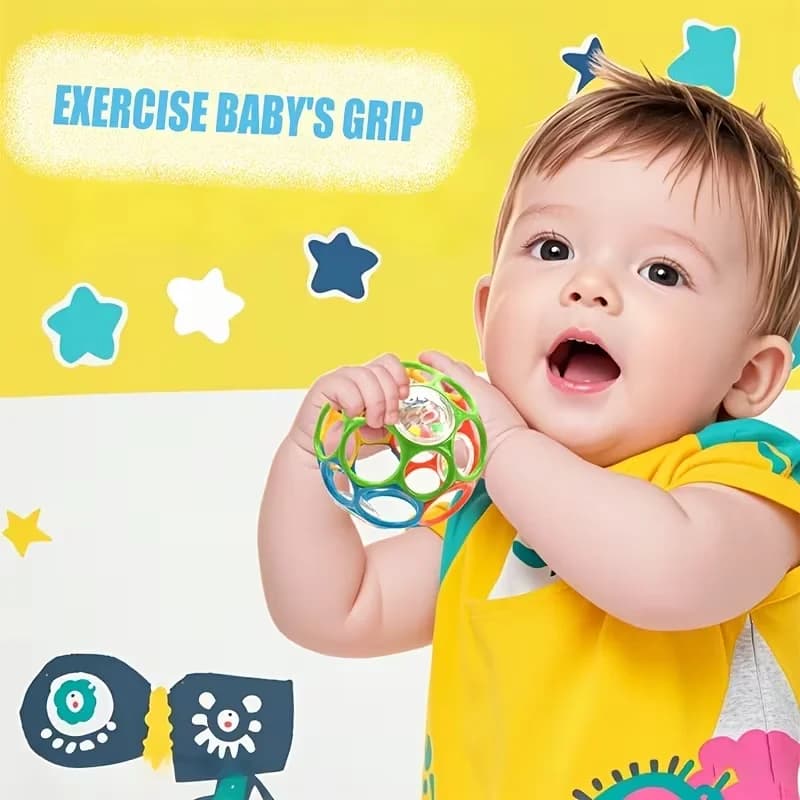 Colorful Baby Grasping Ball Soft Hollow Sensory Teething Toy Easy Grip Hand Catch Play Toy for Newborn Infant Early Development - 6