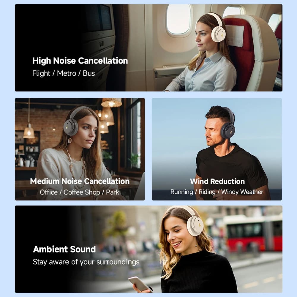 سماعات رأس لاسلكية Edifier H9 مع إلغاء الضوضاء النشط، بلوتوث 5.4، صوت عالي الدقة، بطارية تدوم حتى 75 ساعة، تصميم قابل للطي - 3