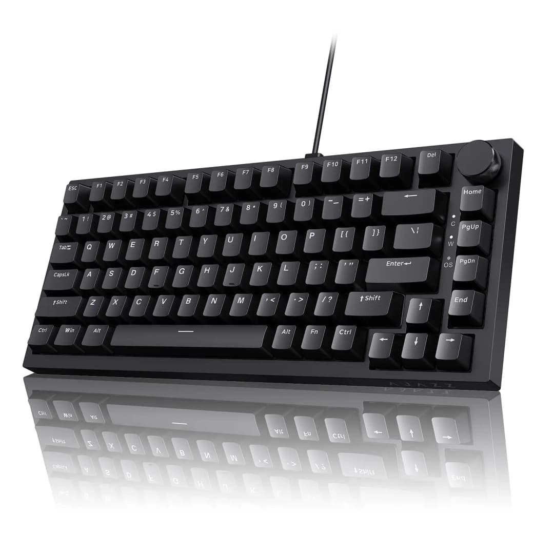 AK820 Red-Switch Mechanical Gaming Keyboard, 75% Layout, Hot-Swappable Switches, Featuring a USB-C Port, White Backlighting, Fiv