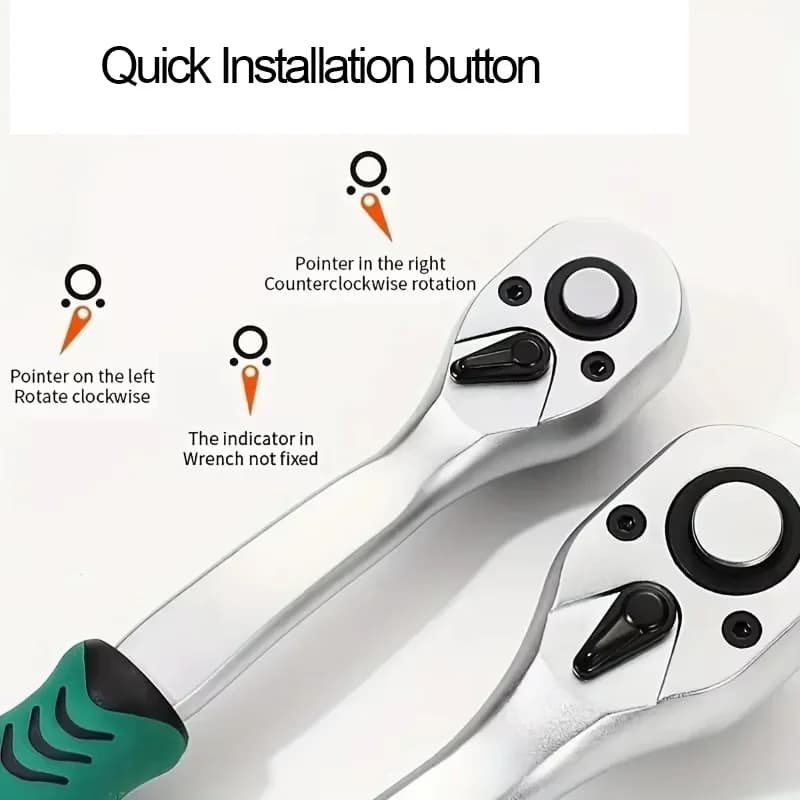 مجموعة مفتاح راتشيت ومقابس 1/4 و3/8، أدوات يدوية لإصلاح السيارات والدراجات النارية، مجموعة إصلاح السيارات - 4