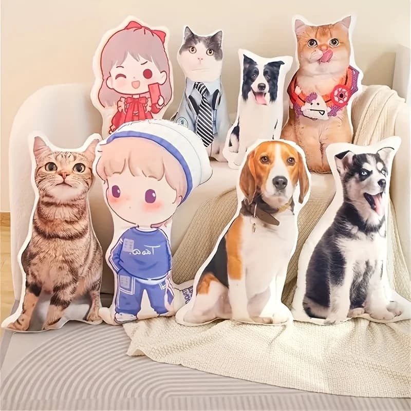 وسادة صور مخصصة جديدة لفصل الشتاء - تصميم شخصي للحيوانات الأليفة والشخصيات - ألياف بوليستر ناعمة وقصيرة - قابلة للغسل يدويًا - 4