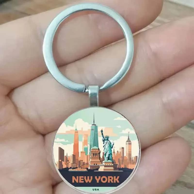 سلسلة مفاتيح New York City Skyline - هدايا عيد الميلاد والذكرى السنوية والعطلات، وإكسسوارات السفر بتصميم ثقافي، ورائعة