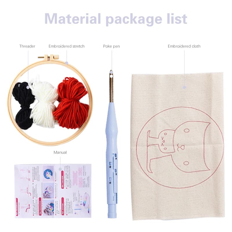 مجموعة تطريز يدوية DIY - نمط حيوانات - عدة خياطة سهلة وممتعة - فنون الغزل والرسم للمبتدئين - 4