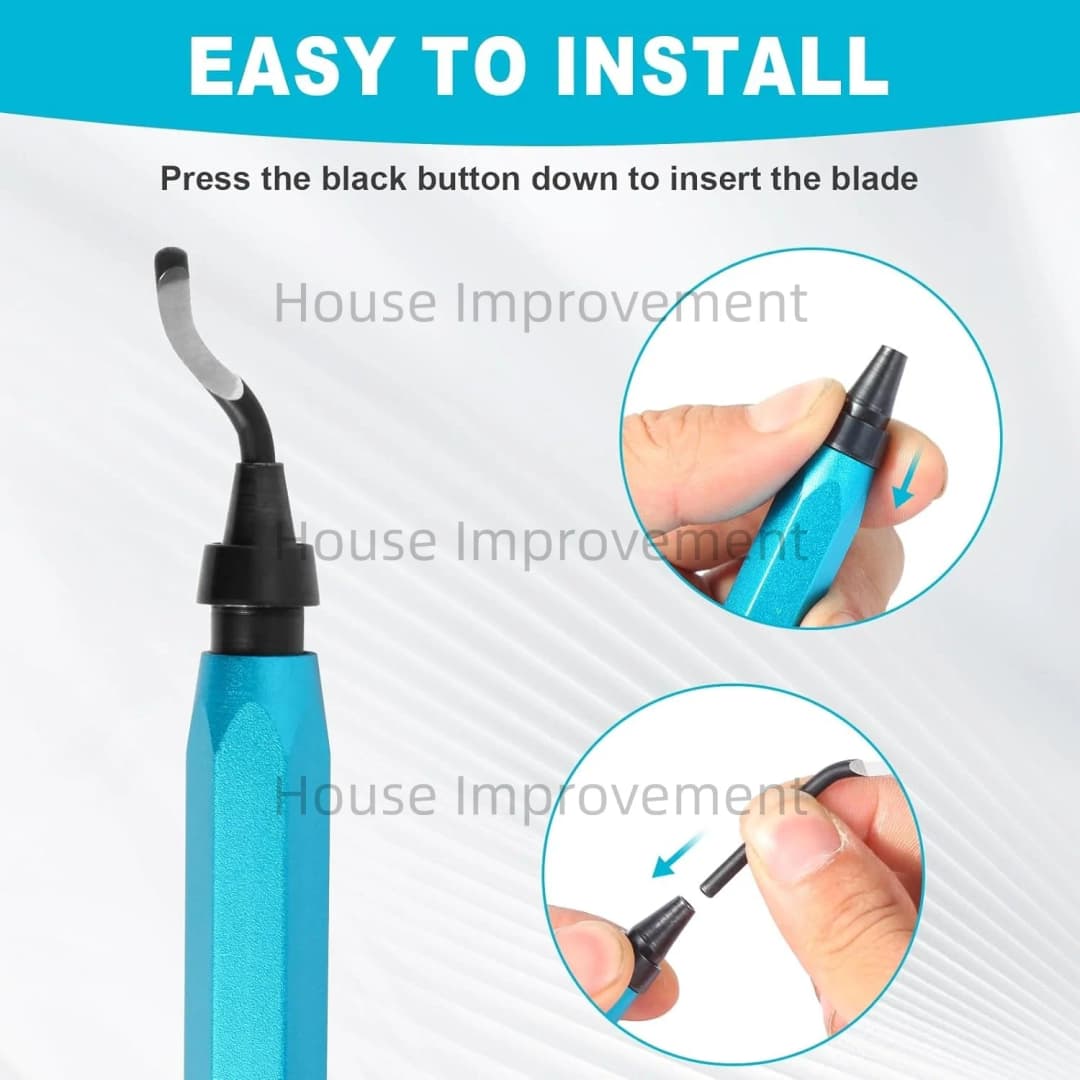 Deburring Tool Set with 11pcs High Speed Steel Swivel Blades Burr Removal Tool for Metal Resin PVC Pipes Copper Plastic Aluminum - 3