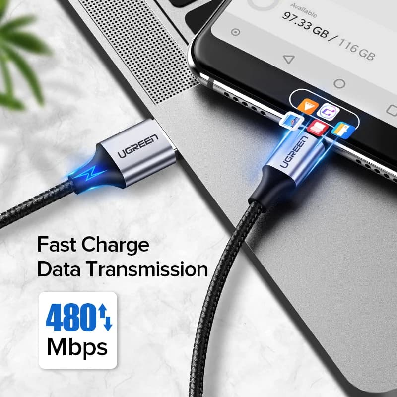 UGREEN USB Type C Cable 3A Fast Charging for Samsung S20 S21 Xiaomi POCO USB C Wire Cord USB C Charger Phone Charging Cable Cord - 3