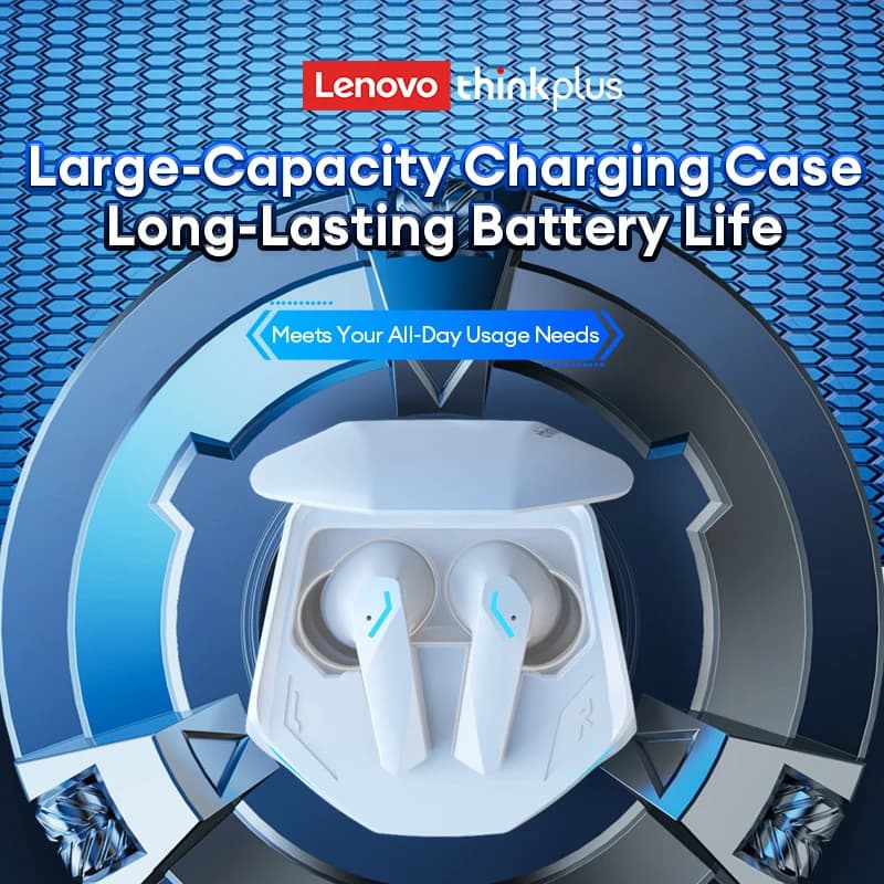 سماعات أذن لينوفو الأصلية GM2 Pro TWS بلوتوث 5.3، وضع مزدوج، سماعات أذن للموسيقى والألعاب، مكالمات HD مع ميكروفونين مدمجين، سماعات رياضية