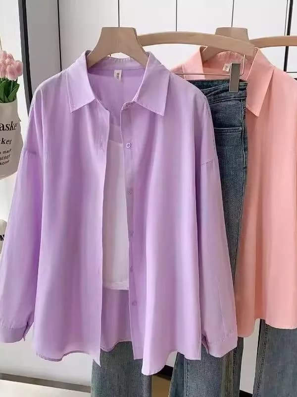 Dopamine Hong Kong Style Retro Korean Collar Long Sleeve Shirt Fashionable Versatile Lazy Slimming Commute Top Women's Shirt - 3