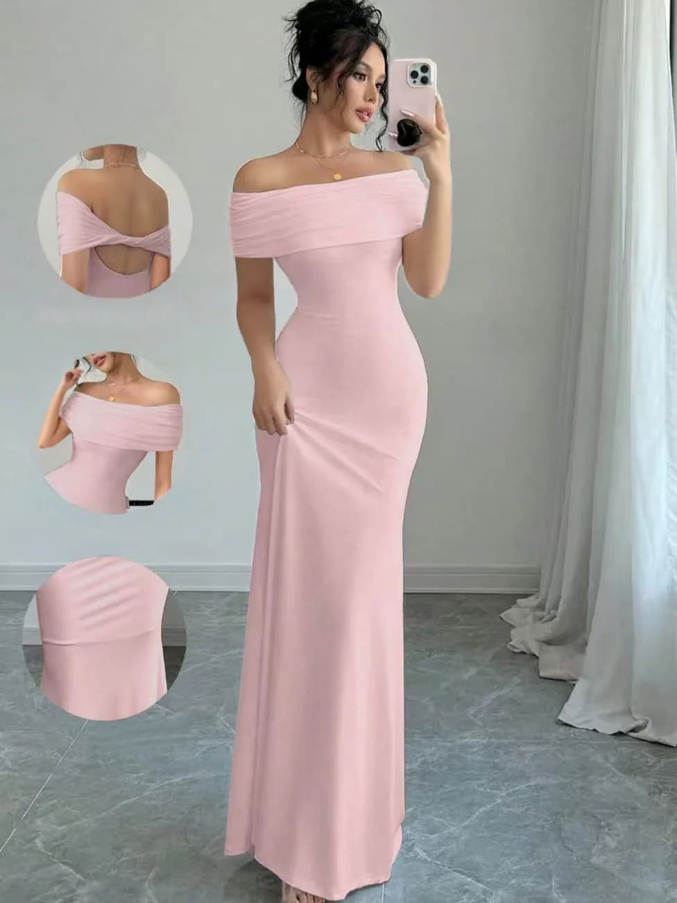 Off Shoulder Party Dress, Women‘s Sleeveless Sexy Bodycon Midi Dress, Elegant Bandage Cocktail Dress for Night Out - 2