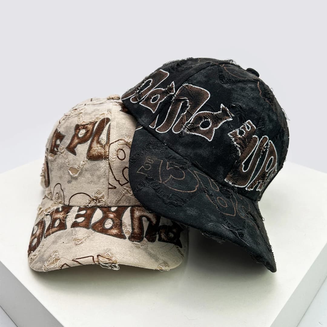 New Unisex American Vintage Letter Personal Baseball Hats Breathable Broken Style Sunshade Peaked Caps Versatile Fashion Street - 2
