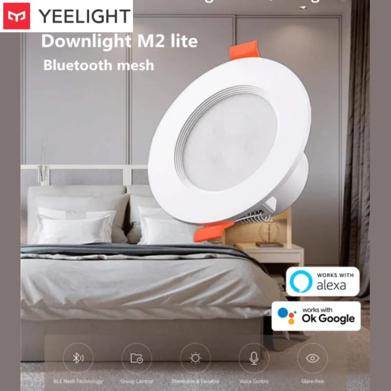 إضاءة سقف ذكية مدمجة من YEELIGHT Mesh M2 Lite، 220V، اتصال Bluetooth4.2، 160 لومن، متوافقة مع Mi Home وGoogle وAlexa - 2