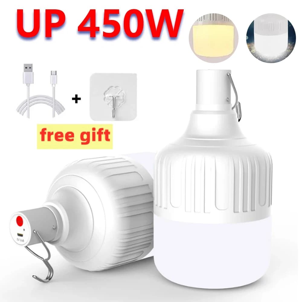 1-8 قطع إضاءة تخييم خارجية LED محمولة مصباح قابل لإعادة الشحن عبر USB خطاف مصباح طوارئ لمبات إضاءة ليلية عالية الطاقة للخيام