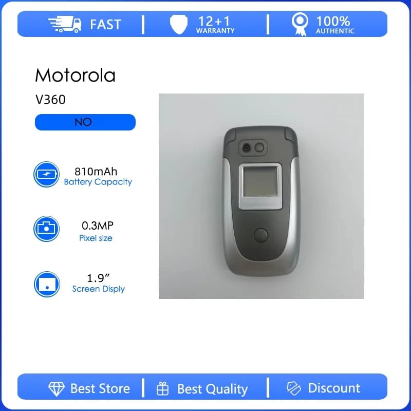 Refurbished Motorola V360 Original V360 Detachable Battery 810mAh 0.3MP Cell Phone Wholesale Free shipping