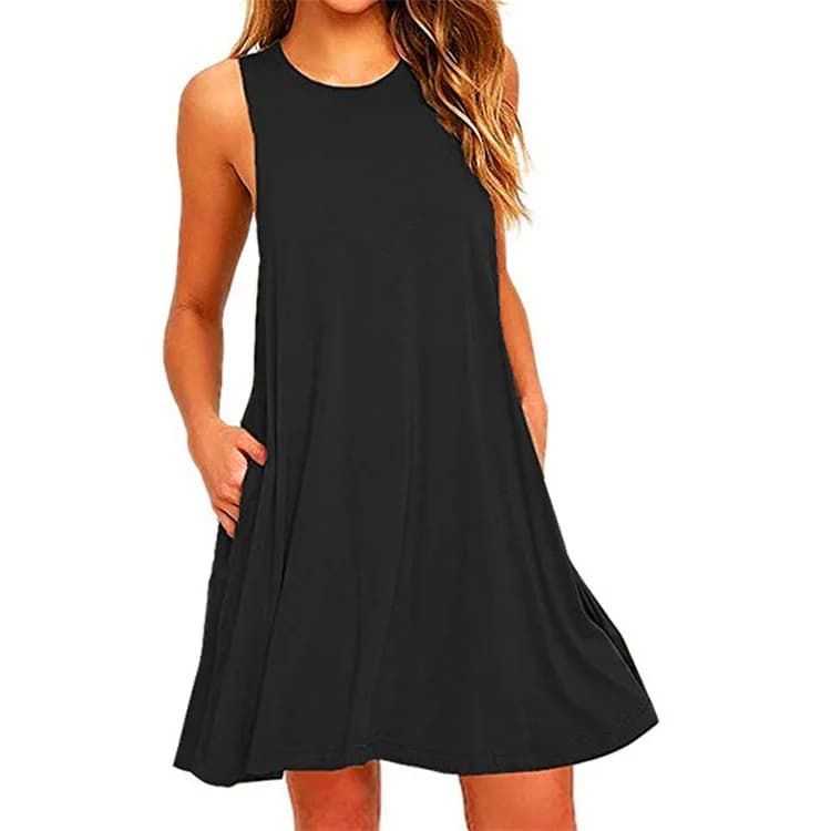 Women's Summer Casual Swing T-Shirt Dresses Beach Cover Up With Pockets Plus Size Loose T-shirt Dress - 3