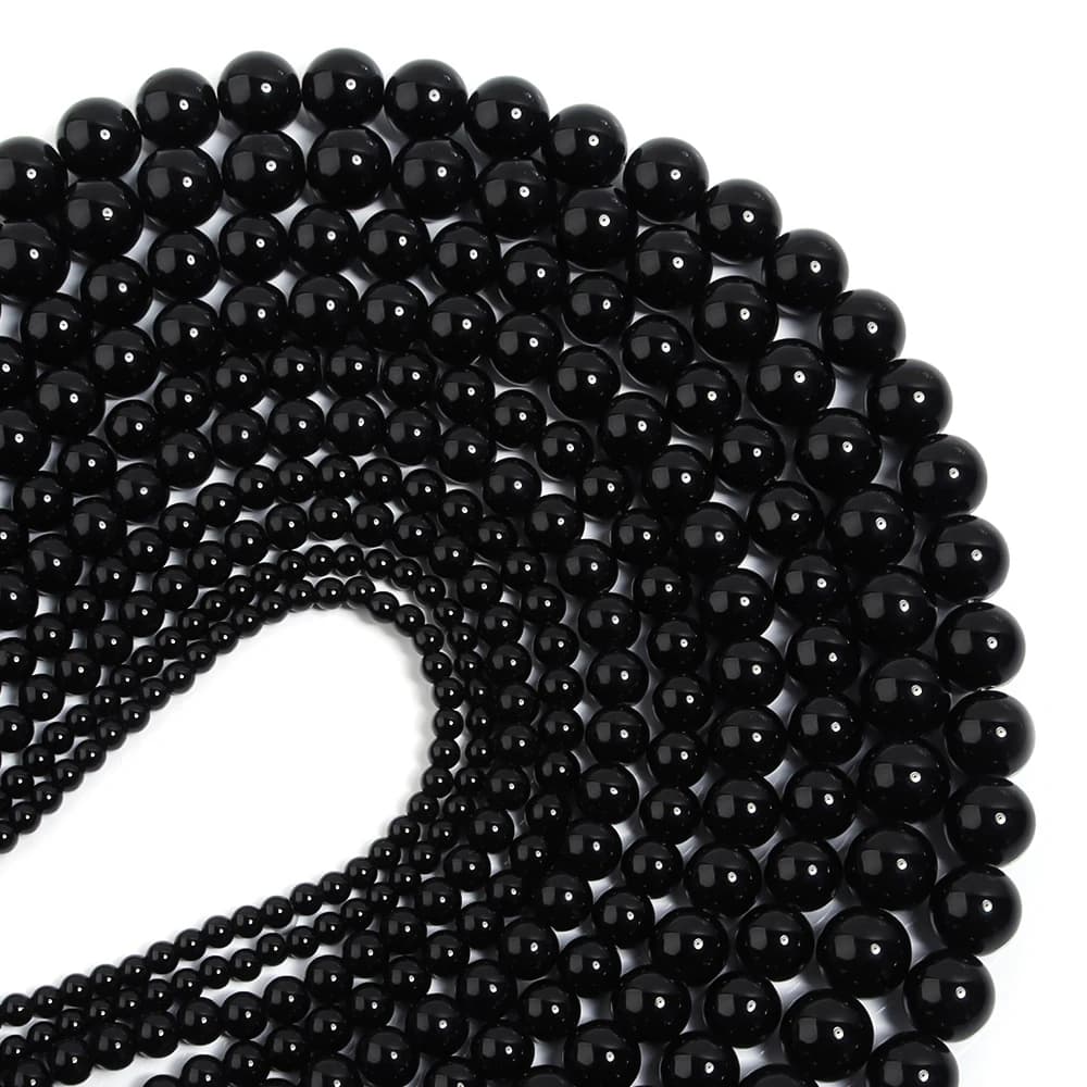 4 6 8 10 12mm Black Glass Beads Smooth Round Loose Spacer Beads For Jewelry Making DIY Handmade Bracelets Necklace Accessories - 4