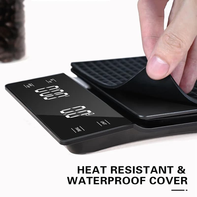 مقياس قهوة رقمي 3 كجم/0.1 جرام مع مؤقت، أدوات مطبخ متعددة الوظائف لصب القهوة بالتنقيط والإسبريسو مع شاشة LCD - 4