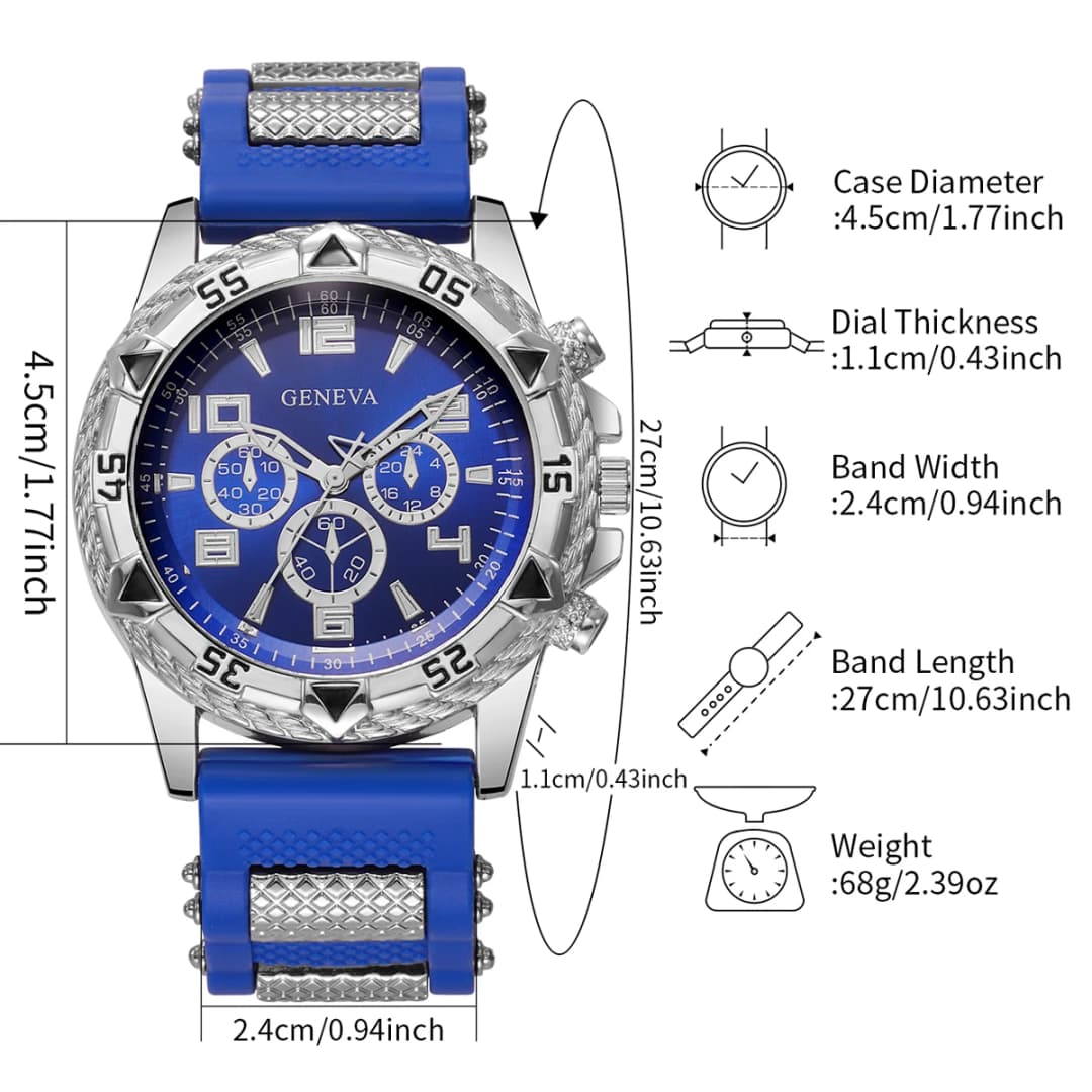 Fashion Silicone Strap Men Sports Watch Luxury Arabic Dial Business Quartz Wristwatch Reloj Hombre (Without Box) - 6