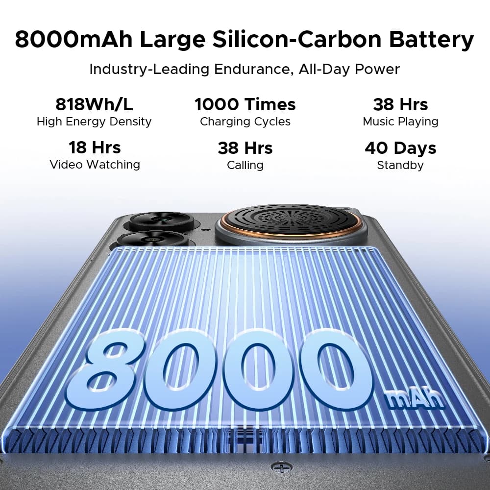 هاتف DOOGEE M30 الذكي 8000mAh شاشة 6.88 بوصة 48GB رام (6GB+42GB) 256GB روم كاميرا 64MP سماعة 135dB أندرويد 16 هاتف محمول NFC - 4