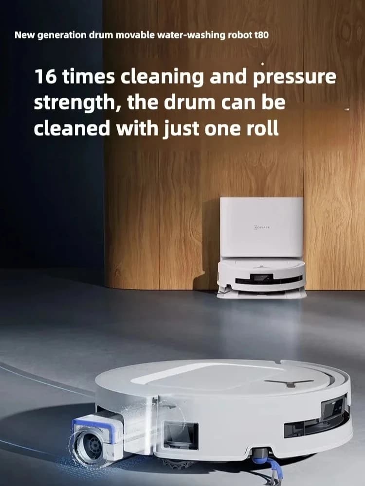 روبوت تنظيف الأرضيات Ecovacs Deebot T80 مع كنس ومسح متكامل، تنظيف أوتوماتيكي بالكامل - 2