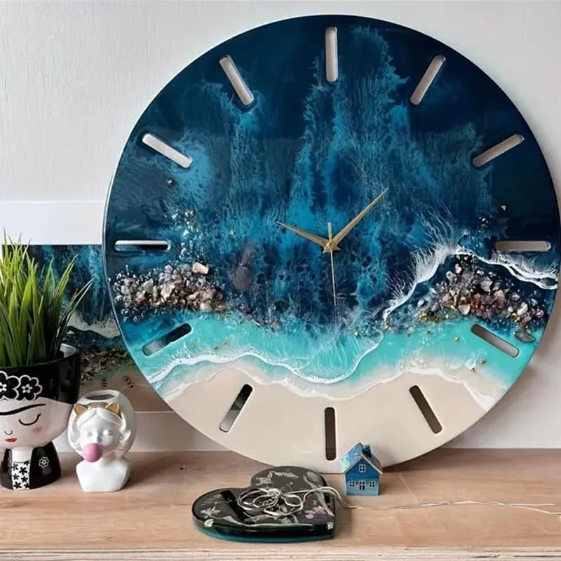 قالب ساعة كبير من الراتنج، قالب سيليكون دائري للساعة، قالب إيبوكسي مع مؤشر لصنع المجوهرات يدويًا