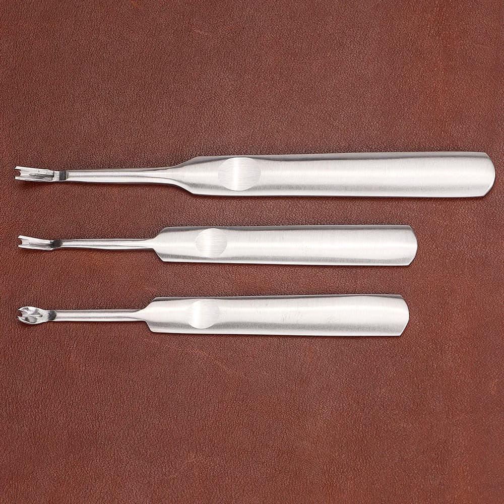 Premium Stainless Steel Leather Crafting Slot Tool Set - Groover, V & U Shape Gouge, Edge Skiving Knife, DIY Leather Punch Tools - 6