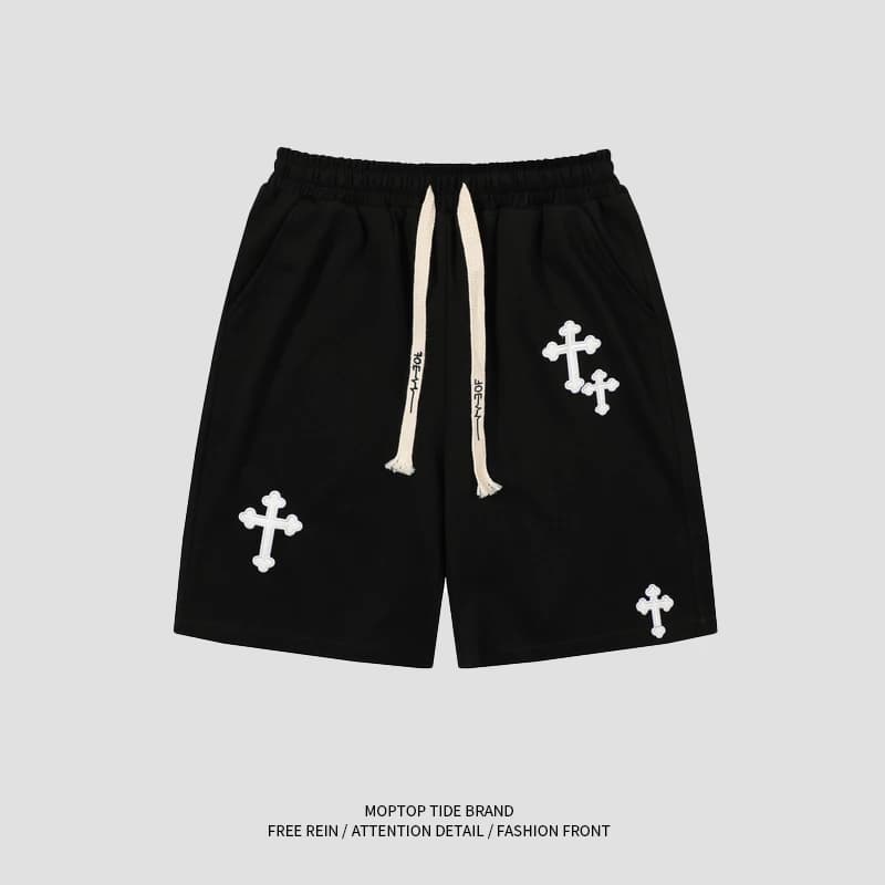 European and American Hip-hop Japanese Sports Five-point Pants Men's Trendy Brand Street Loose Wide-leg Casual Drawstring Shorts - 2