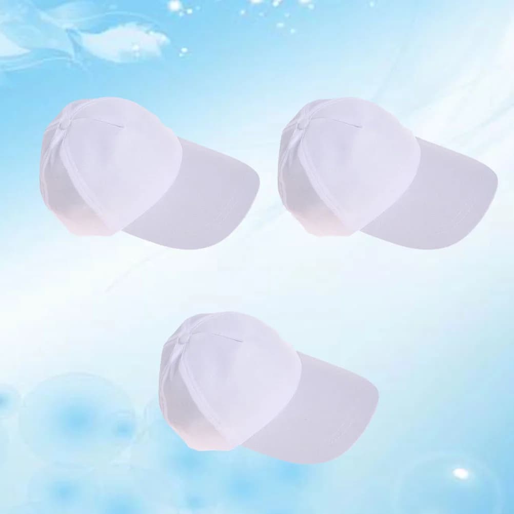 3 Pcs Cotton Baseball Hat Blank White Cap Bulk Stylish Blank Peak DIY Painting Hats Unisex - 3