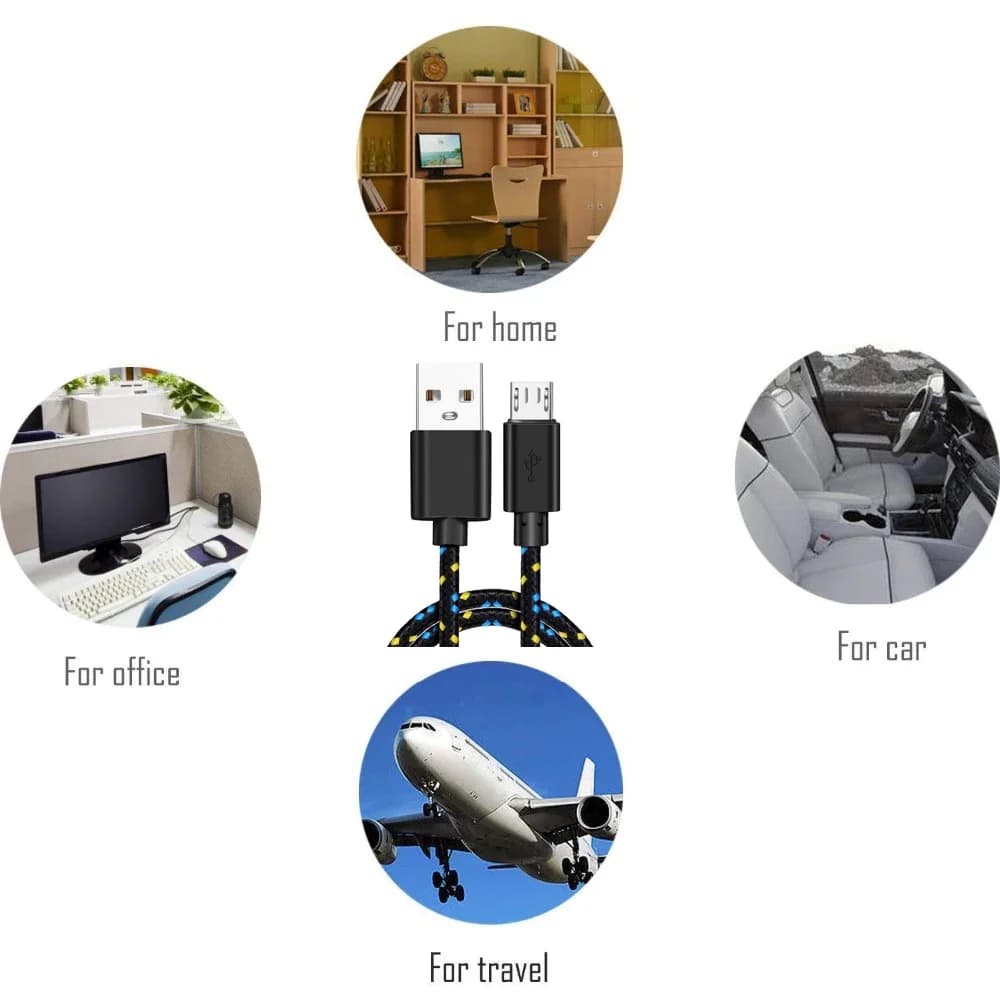 كابل مايكرو USB 2.4A بطول 0.5 متر/1 متر/2 متر/3 متر لمزامنة البيانات والشحن، متوافق مع سامسونج وهواوي وXiaomi وأجهزة أندرويد، نايلون مضفر - 4