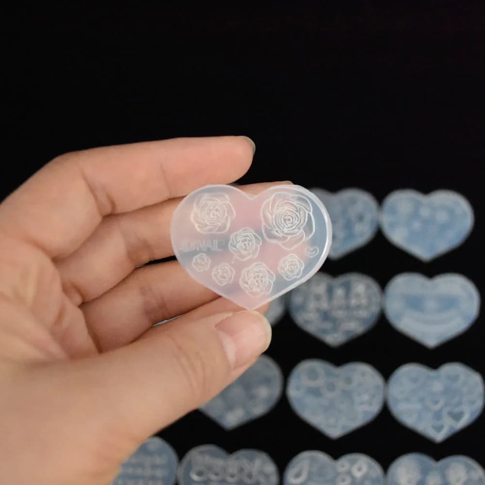 SNASAN Tiny Beads Cartoon Flowers Heart Star Nail Art Earrings Silicone Mould Jewelry Casting Tool UV Epoxy Resin Silicone Mold - 3