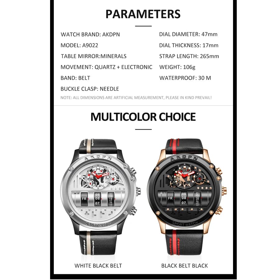 Luxury Electronic Quartz Watch For Men Business Watches Male Creative Men WristWatch Unique Rotate Date Leather Strap Watches - 6