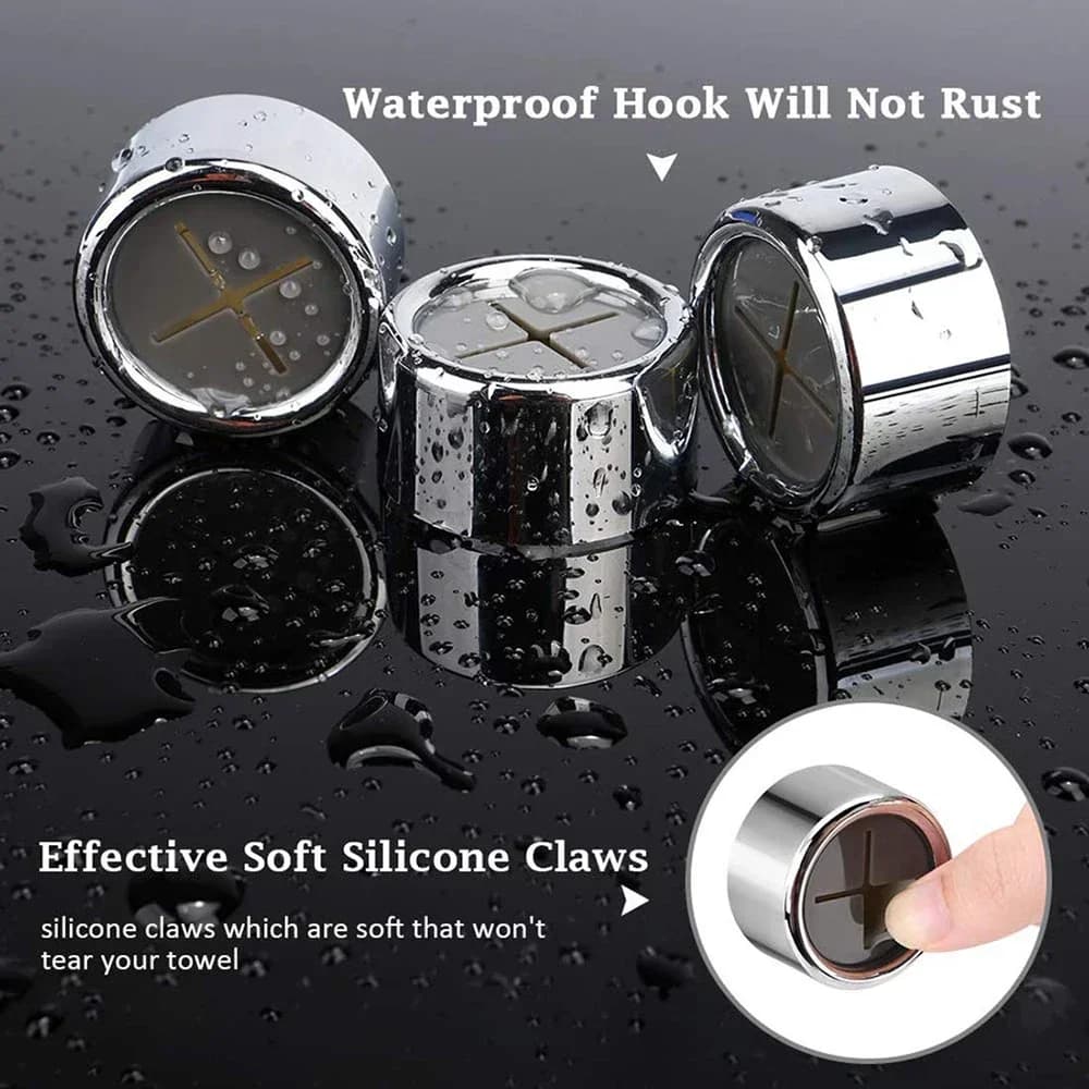 رفوف تخزين مناشف الحمام مع حامل ذاتي اللصق وخطافات تعليق مناشف المطبخ حامل مناشف دائري منظم مشابك تعليق مناشف المطبخ - 2