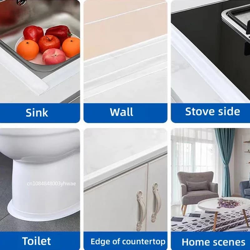 1 Roll PVC Sealing Tape For Bathroom Kitchen Caulk Strip Tape Self Adhesive Waterproof Wall Stickers Mold Proof Sealing Tapes - 6