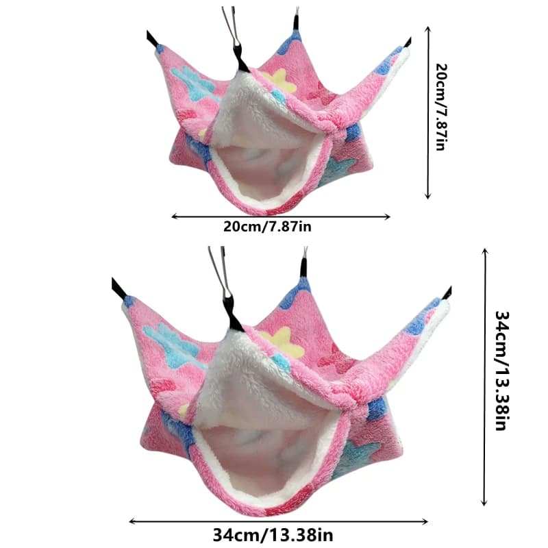 Double Layered Hamster Cage Sleeping Hammock Print Guinea Pig Clothes Bed Rodent Hammock Chinchilla Cage Little House - 6