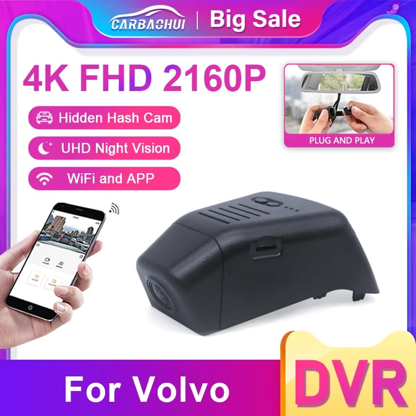 HD 4K 2160P داش كاميرا سيارة DVR مسجل فيديو ل فولفو XC40 XC60 XC70 XC90 V40 V60 V90 S60 S90 S80 S80L C40 ل بولستار 2