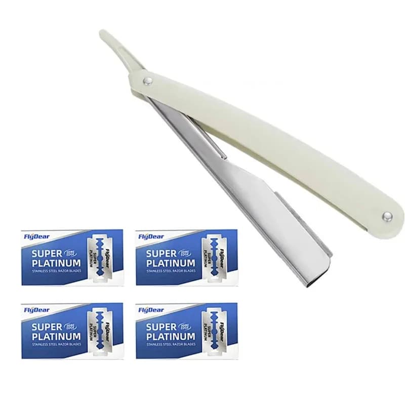 شفرة حلاقة يدوية احترافية، شفرة حلاقة مستقيمة حادة من الفولاذ المقاوم للصدأ، قابلة للطي، أداة قص اللحية مع 10/20/30 شفرة - 2