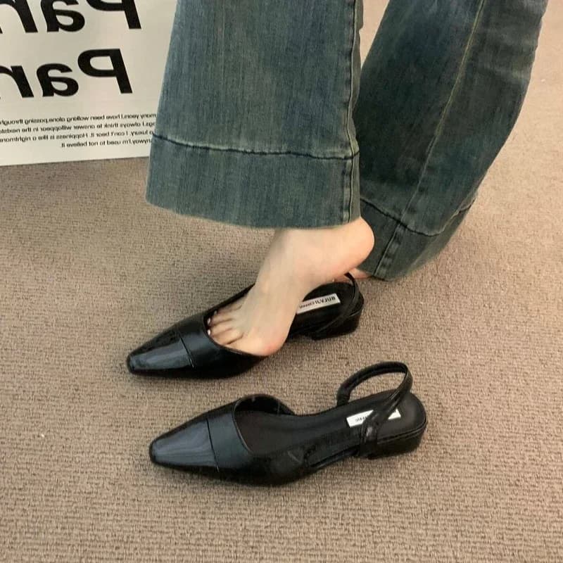 Brand luxury designer fashion PU leather design ladies summer new style pointed toe low heel women sandals non-slip flat shoes - 6