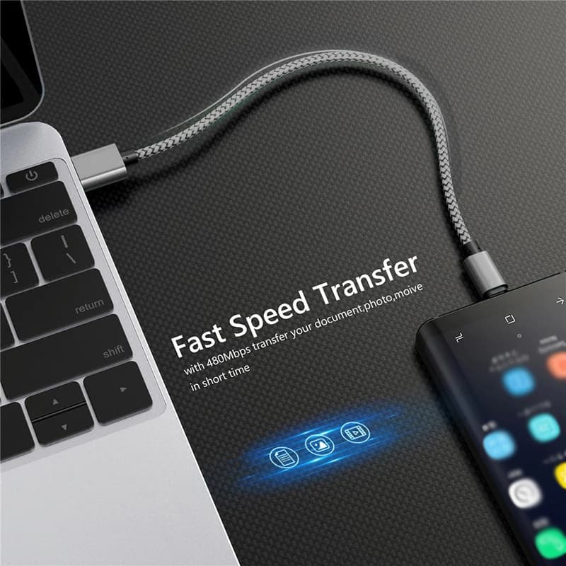 Nylon Data Cable Fast Charger USB A to Type C Charging Cable For Huawei Samsung   Android phone TypeC Charging Device 1M 2M 3M - 5