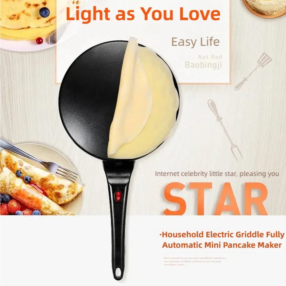 صانع الكريب الكهربائي آلة صنع الكعك الإفطار البيتزا بيكر فطيرة مقلاة خبز غير عصا عموم الصينية السبرينغ رول مقلاة الطبخ - 3