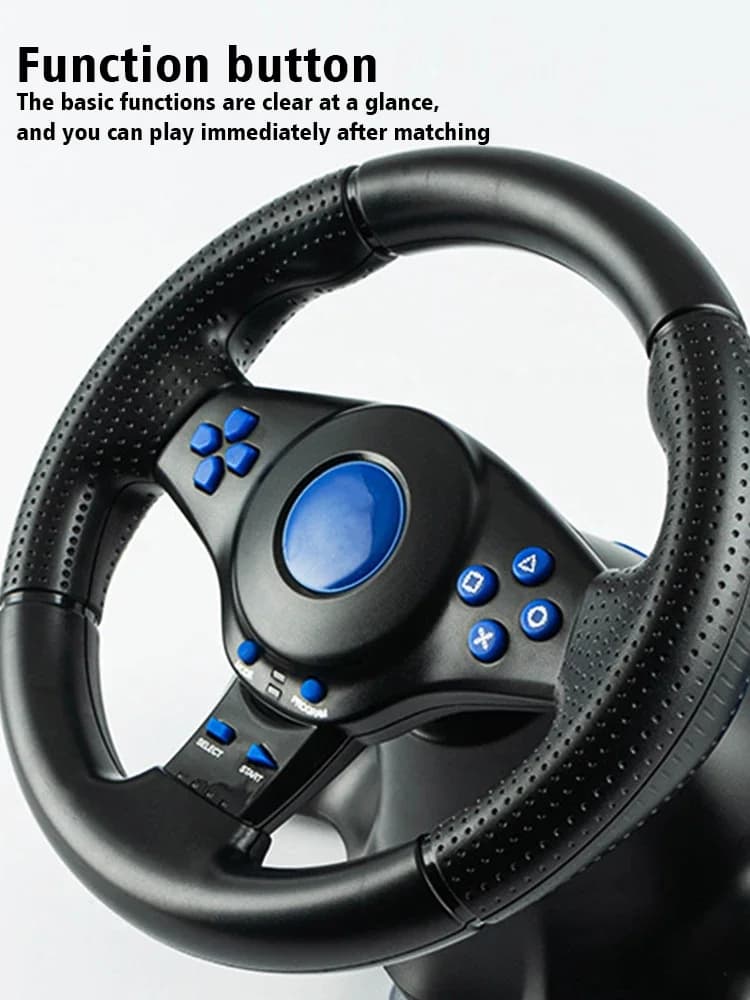 DATA FROG Racing Steering Wheel Vibration Controller Sim Racing Wheel with Pedals for PC Gaming Console Universal Gamepad - 2
