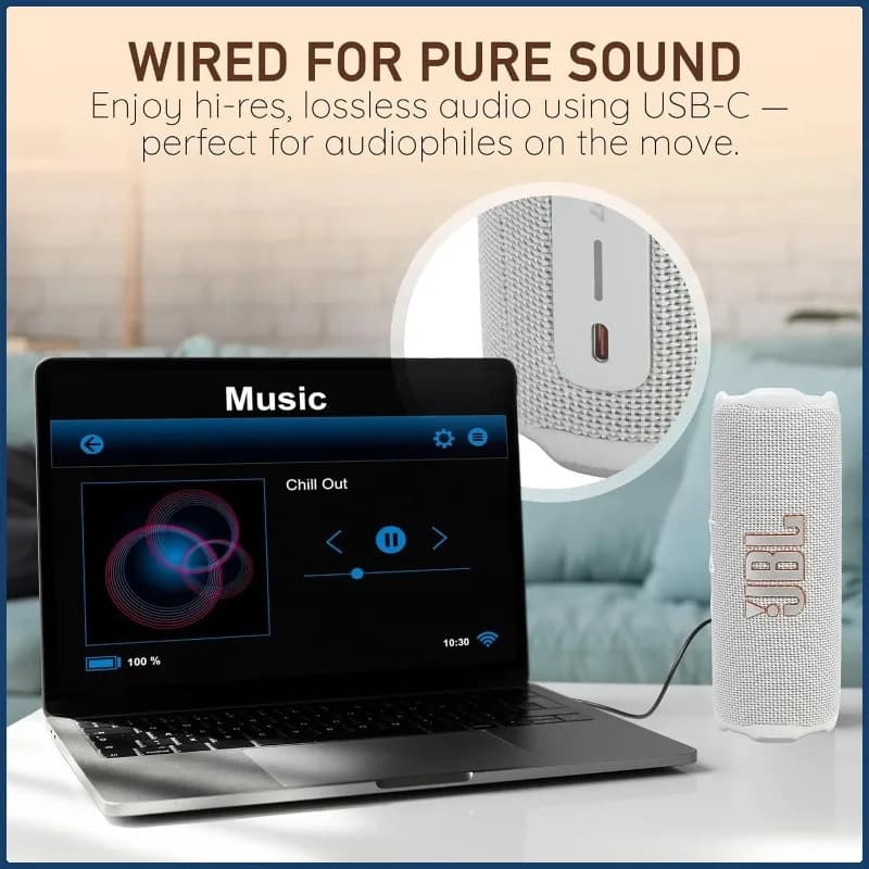 سماعة JBL Flip 7 لاسلكية أصلية مقاومة للماء IP67 تشغيل 16 ساعة صوت معزز بالذكاء الاصطناعي باس عميق قفل دفع محمولة بلوتوث خارجي - 6