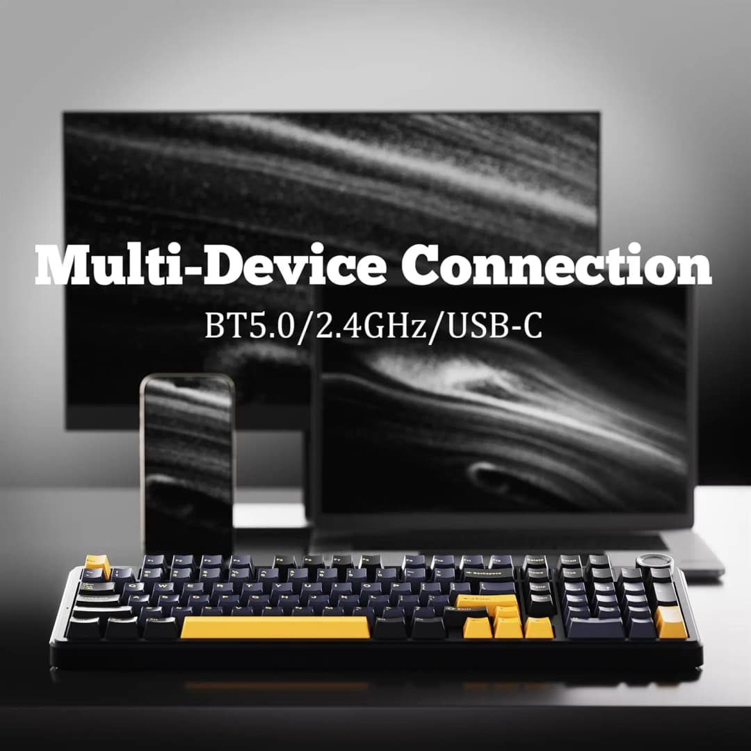 AULA F99PRO Gaming Mechanical Keyboard 99 Key Three Mode Wireless Hot Swappable Gasket Structure Custom Keyboard with Media Knob - 2