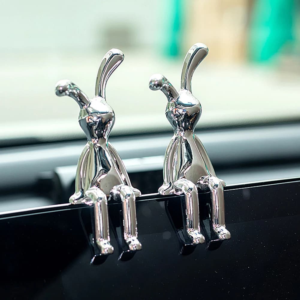 Cartoon Animal Rabbit Car Interior Center Console Decoration Personality Dining Table Desk Creative Props Accessories