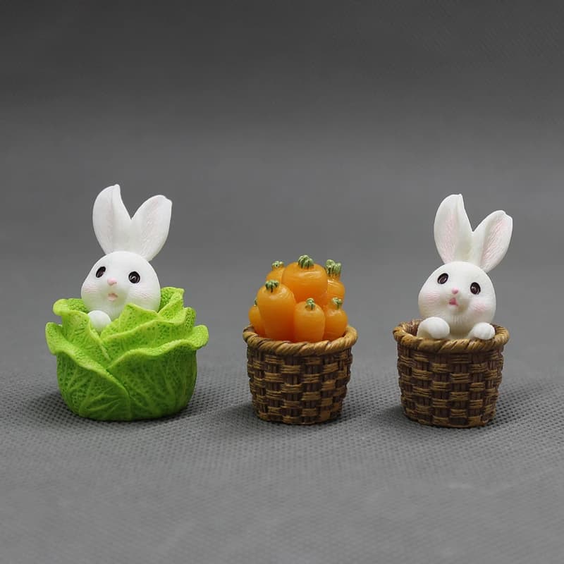 1 PC Easter Bunny Decoration Resin Plastic Craft Miniature Rabbit Model Home Decor Desktop Garden Decoration Easter Decoration - 2