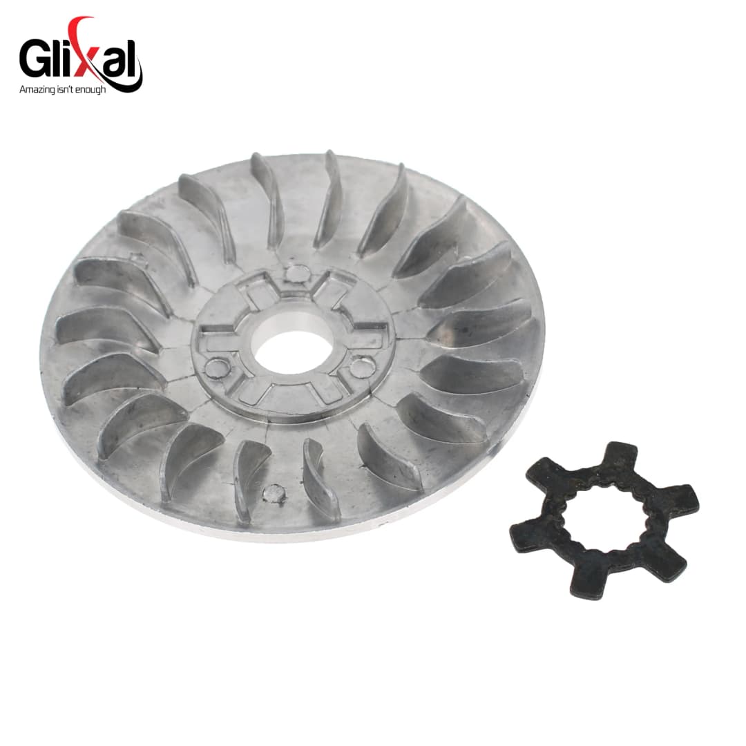 Glixal High Performance 98mm Racing Variator Fan for 2T Minarelli 1E50QMF Jog 90 4DM Keeway Scooter Moped (16mm ID, 15 Splines) - 2